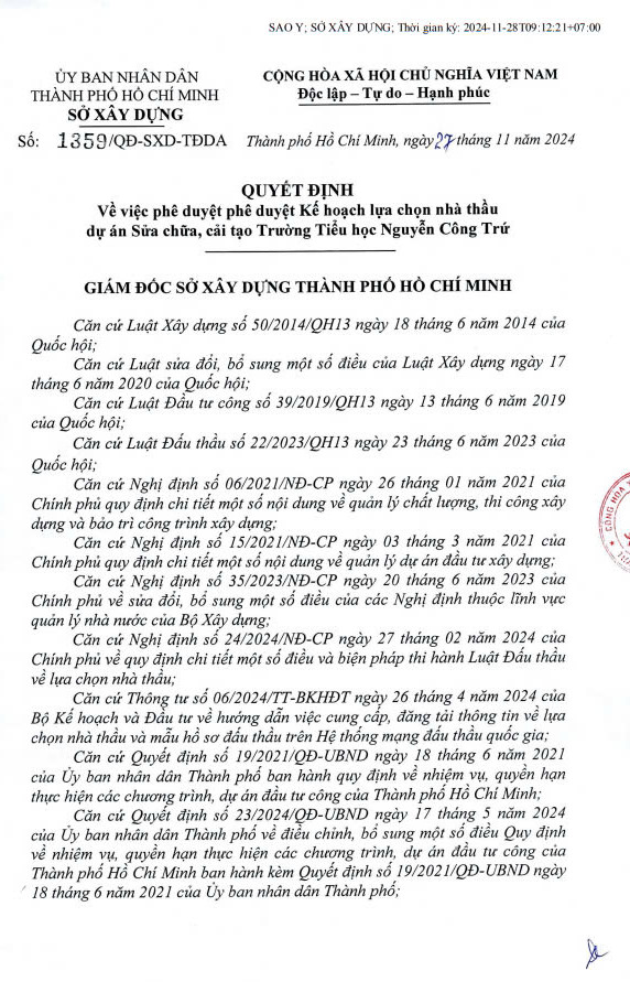 Quan 8: Dang tim nha thau sua chua Truong Tieu hoc Nguyen Cong Tru