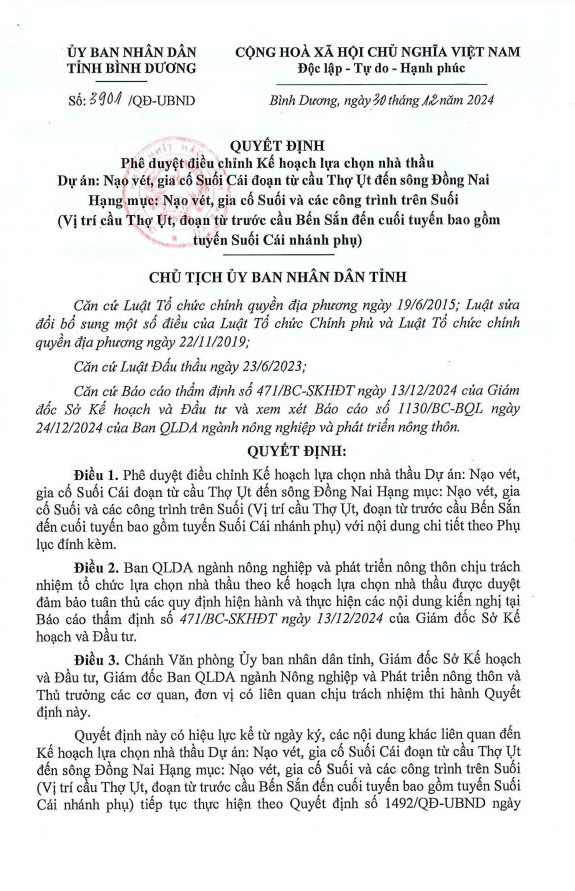 Binh Duong dau tu hon 4.900 ty nao vet, gia co suoi Cai