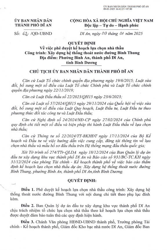 TP. Di An: Ai se Xay dung he thong thoat nuoc duong Binh Thung