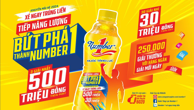Giải đặc biệt lên đến 500 triệu đồng khi giải khát với Nước tăng lực Number 1 - Hình 2 Giai dac biet len den 500 trieu dong khi giai khat voi Nuoc tang luc Number 1-Hinh-2