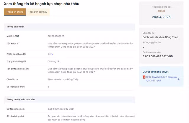 BV da khoa Dong Thap tim don vi cung cap thuoc, biet duoc