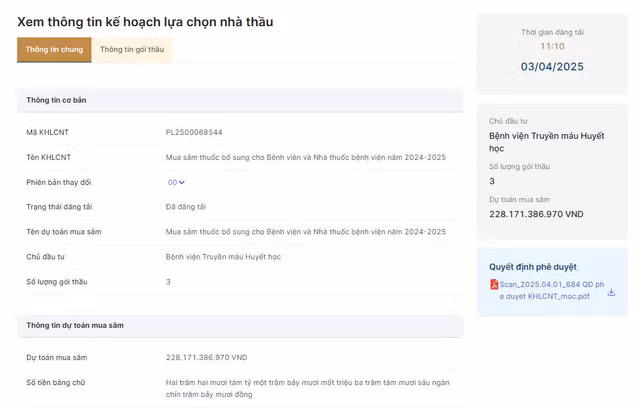 BV Truyen mau Huyet hoc moi thau goi thuoc biet duoc goc 228 ty