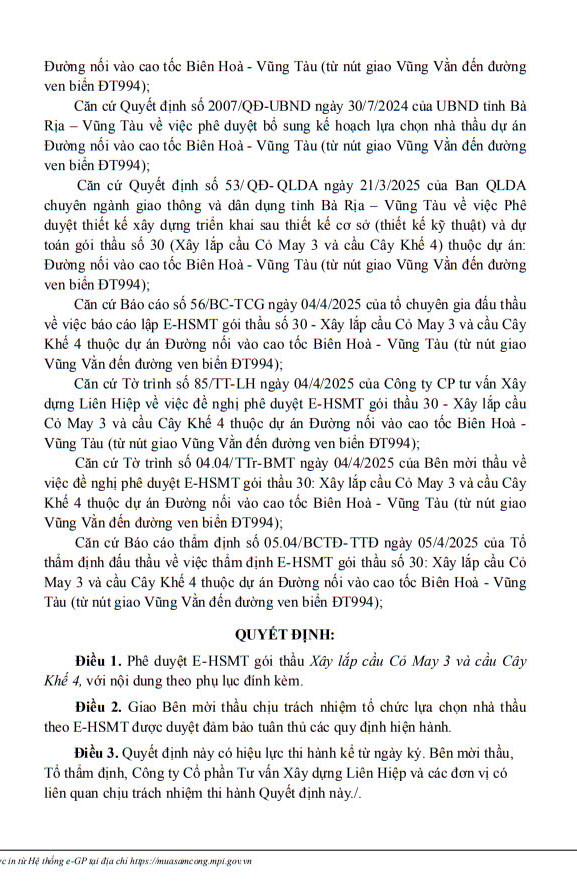 Bà Rịa - Vũng Tàu: Mời thầu gói xây lắp cầu Cỏ May 3 và cầu Cây Khế - Hình 2 Ba Ria - Vung Tau: Moi thau goi xay lap cau Co May 3 va cau Cay Khe-Hinh-2