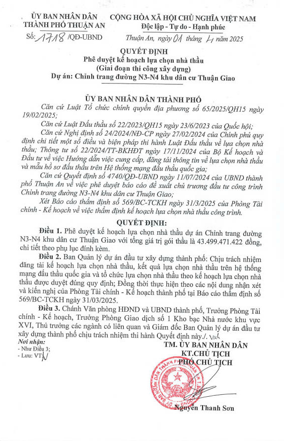 Bình Dương: Chi gần 50 tỷ chỉnh trang đường N3-N4 KDC Thuận Giao Binh Duong: Chi gan 50 ty chinh trang duong N3-N4 KDC Thuan Giao