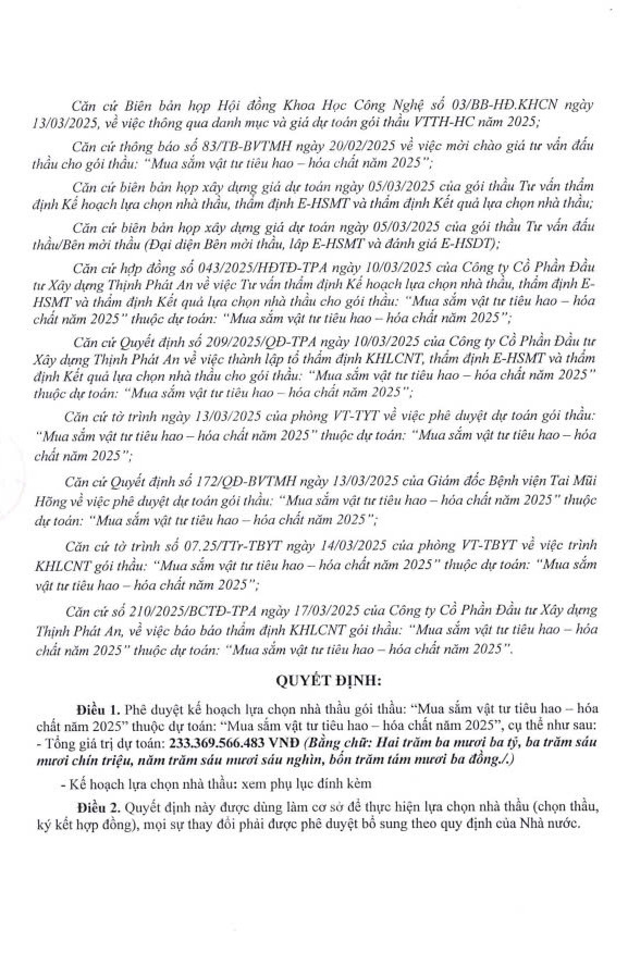 BV Tai Mũi Họng mời thầu gói mua sắm hơn 233 tỷ đồng - Hình 2 BV Tai Mui Hong moi thau goi mua sam hon 233 ty dong-Hinh-2