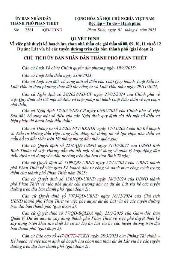 Bình Thuận: Tìm nhà thầu gói lát vỉa hè hơn 48 tỷ đồng Binh Thuan: Tim nha thau goi lat via he hon 48 ty dong