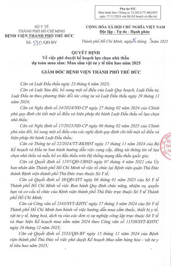 BV TP Thủ Đức chi 137 tỷ đồng mua vật tư tiêu hao BV TP Thu Duc chi 137 ty dong mua vat tu tieu hao