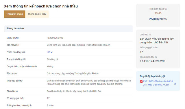 TP. Ben Cat: Truong Mau giao Phu An tim don vi thi cong