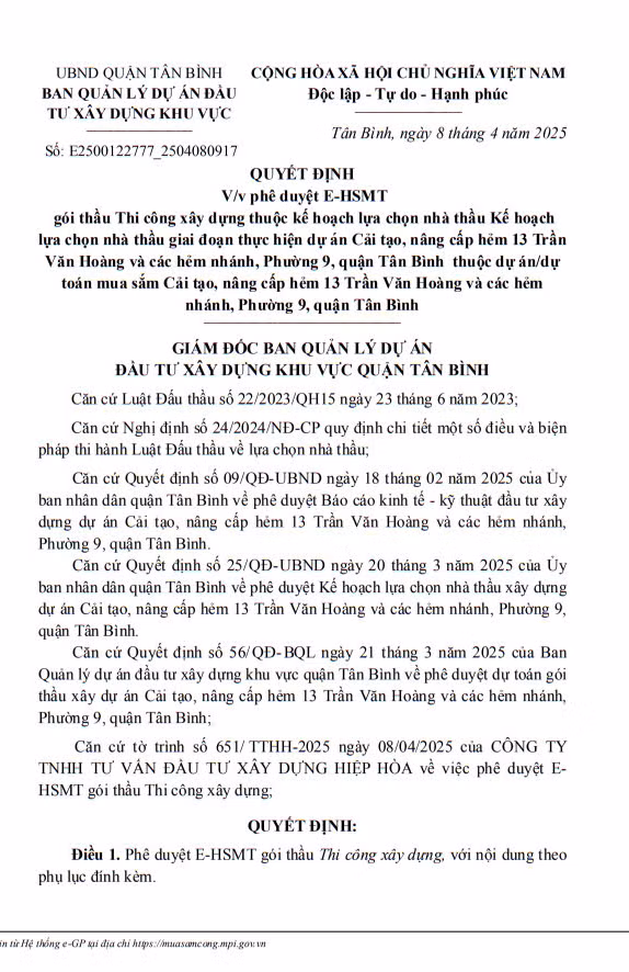 Quan Tan Binh: Tim don vi thi cong 5 du an nang cap duong