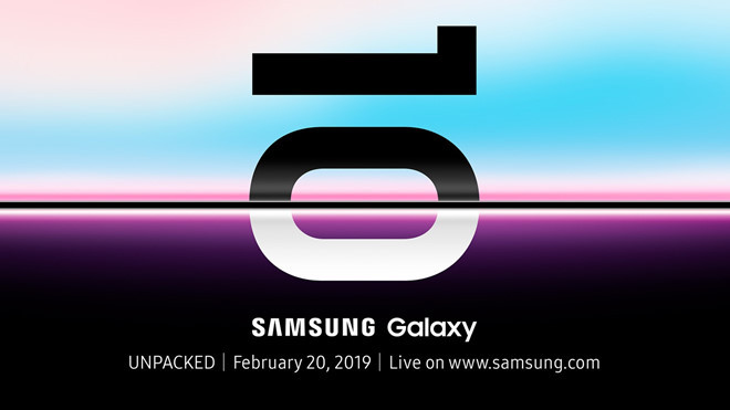 Samsung đã chính thức gửi thư mời sự kiện ra mắt Samsung Galaxy S10 vào ngày 20/2 tại San Franciso (Mỹ). Đây là model kỷ niệm 10 năm ra mắt dòng S, nên nhận được sự kỳ vọng lớn lao từ các tín đồ dòng Galaxy.
