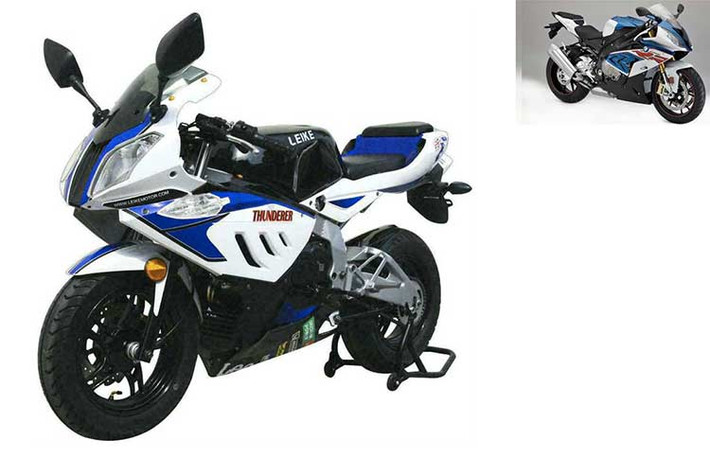 Leike Thunderer là số ít những mẫu xe mà các nhà sản xuất trung quốc bám khá sát so với thiết kế gốc. Ngoại hình của xe "lấy cảm hứng" từ siêu môtô BMW S1000RR của Đức. Mẫu siêu môtô BMW S1000RR nhái này, khiến cho người tiêu dùng liên tưởng đến một chiếc xe môtô đồ chơi rẻ tiền hơn là thật.