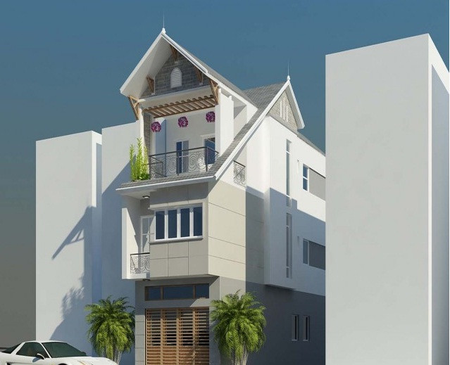 Thiết kế nhà phố hiện đại phong cách Tây Âu, phảng phất nét cổ điển. Ảnh: Nhadepvuonxinh.