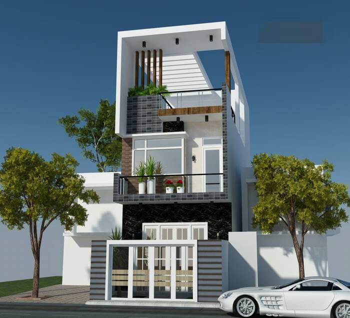 Nhà 3 tầng gây ấn tượng bởi thiết kế mái Âu, kiểu thiết kế được sử dụng chủ yếu trong các kiến trúc biệt thự. Ảnh: Arhome.