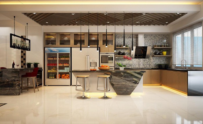 Phòng bếp hiện đại và tiện nghi.