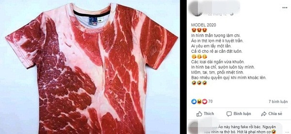 Ăn theo việc tăng giá chóng mặt, những chiếc áo in hình thịt lợn thời gian gần đây được rao bán rầm rộ trên chợ mạng.