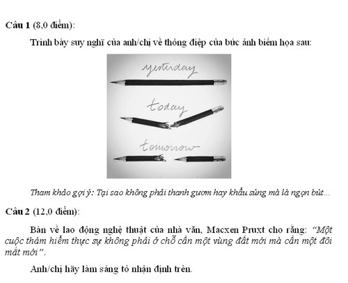 Ngày 5/3/2015, Sở GD-ĐT Bà Rịa - Vũng Tàu tổ chức kỳ thi chọn học sinh giỏi Olympic. Đề thi Văn trong kỳ thi này ngay sau đó đã gây xôn xao trong giới học đường và cư dân mạng vì có một số chi tiết, yếu tố được xem là lạ, dị như tranh biếm họa, tiếng Anh và chữ Hán. Ảnh chụp đề thi học sinh giỏi văn Olympic Bà Rịa - Vũng Tàu dành cho học sinh lớp 11.