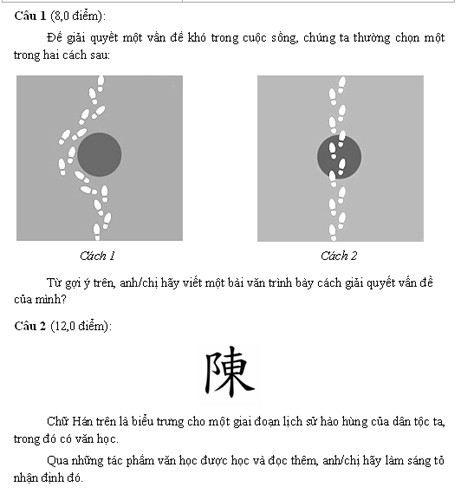  Đề thi văn lạ này nhanh chóng nhận được sự quan tâm từ xã hội, nhiều ý kiến cho rằng đề thi có nhiều nội dung khó, “đánh đố” đối với học sinh chỉ mới đang học về lớp 10, lớp 11. Hơn nữa, đề thi yêu cầu nghị luận xã hội đề cập tới các vấn đề “nóng” của thế giới, vượt xa phạm vi học của học sinh… những cũng có không ít ý kiến ủng hộ sự sáng tạo của đề. Ảnh Ảnh chụp đề thi học sinh giỏi văn Olympic Bà Rịa - Vũng Tàu dành cho học sinh lớp 10.