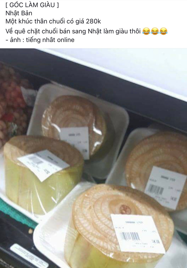 Đáng chú ý, khúc thân chuối chỉ dài khoảng 10cm, để vừa vào lòng bàn tay nhưng có giá bán lên tới 1.400 Yên Nhật, tương đương 280.000 đồng. Ảnh: Facebook.