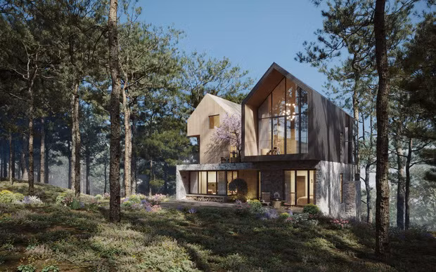 Căn biệt thự mang kiến trúc hiện đại nhưng không kém phần xinh xắn, nhiều không gian mở và cực kỳ thơ mộng.