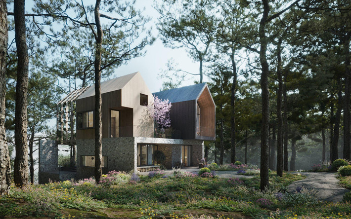 Hệ cửa kính lớn lấy sáng, lấy gió cho căn nhà.