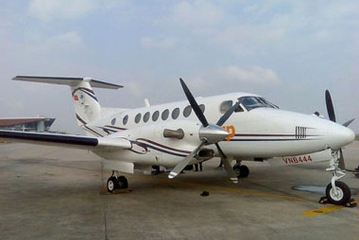 Năm 2008, bầu Đức mua lại chiếc Beechcraft King Air 350 với giá khoảng 5 triệu USD. Ảnh: Baogiaothong.