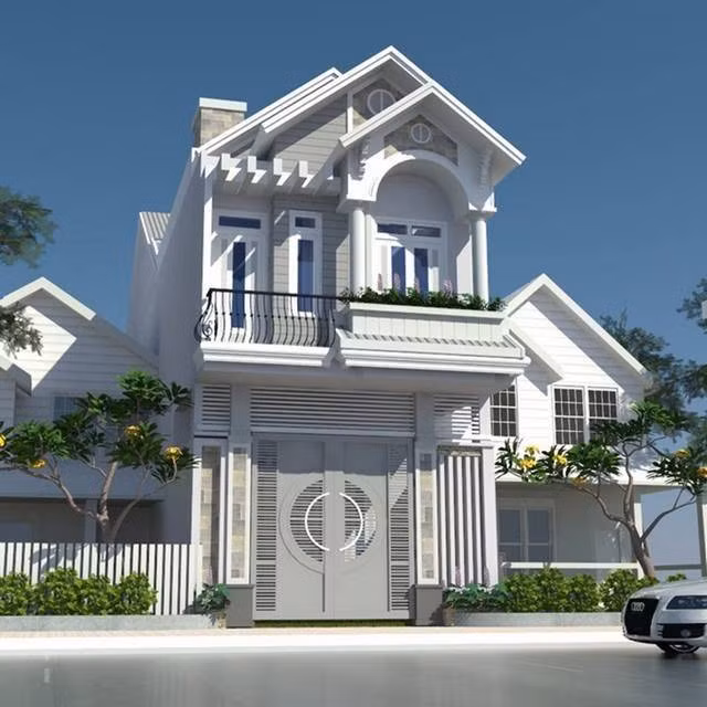 So với mái bằng thì nhà phố mái thái thi công phức tạp hơn. Mái thái có số lượng phào, chỉ gấp 3 lần mái bằng, thiết kế cầu kì, đòi hỏi sự tỉ mẩn và kinh nghiệm từ người thợ. Ảnh: Noithat 9X.