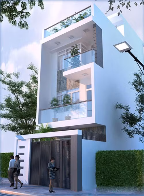 Kiến trúc đơn giản xen lẫn màu sắc trang nhã tạo nên vẻ đẹp hài hòa của nhà phố 3 tầng. Ảnh: Xaynhasaigon.