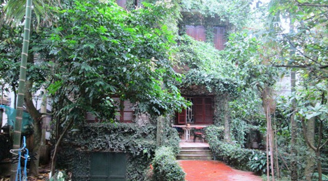 Trên đường Ngọc Thuỵ, Gia Lâm (Hà Nội) có một ngôi nhà được phủ kín bằng dây leo từ ngoài cổng vào tận sâu trong nhà khiến ai đi qua cũng phải dừng lại để chiêm ngưỡng. Ảnh: Vietnamnet.