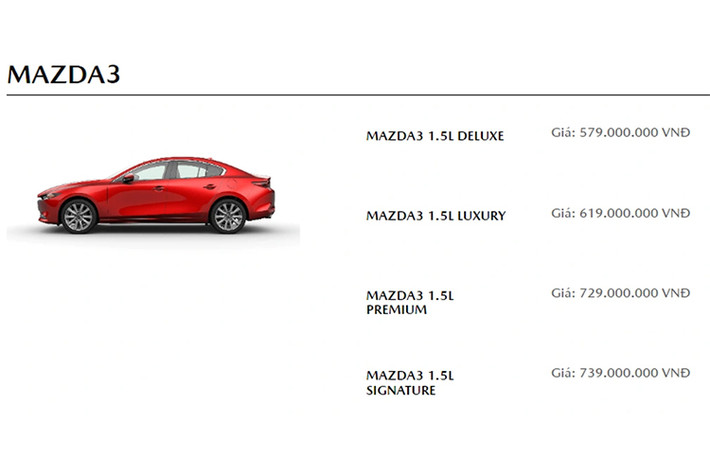 Phiên bản mới này có giá bán là 739 triệu đồng, cao hơn 10 triệu đồng so với phiên bản Premium, đồng thời tương đương với giá cao nhất của đối thủ Kia K3 (phiên bản 1.6 Turbo GT).