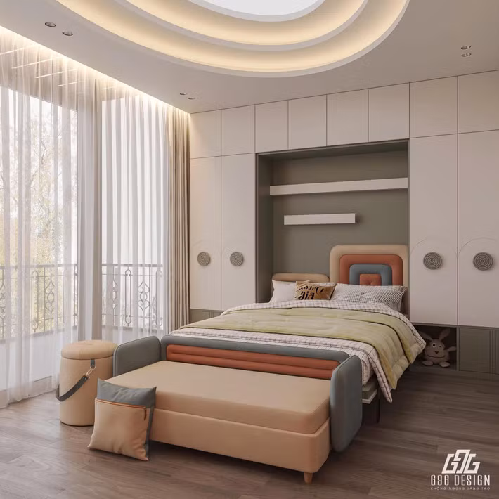 Căn phòng dành cho bé Lúa được decor đáng yêu và ngộ nghĩnh. Ảnh: 696 Design