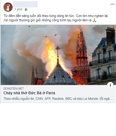 Nhiều lời cầu nguyện và chút tâm tư đã được các dân mạng Việt Nam gửi đi trên MXH về sự cố hỏa hoạn tại Nhà thờ Đức Bà - Paris.