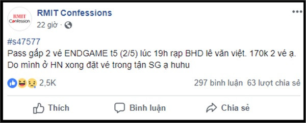 Không chỉ thế, dạo một vòng quanh fanpage này, chúng ta có thể bắt gặp thêm rất nhiều confession đậm "muối" khác của dân RMIT.