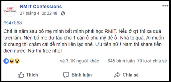 Tìm bạn ở chung theo phong cách của sinh viên RMIT khiến nhiều người phải nể phục.