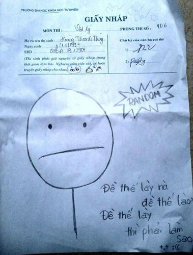 Khi đề quá khó, các thí sinh đành ngồi vẽ lên giấy nháp để cho hết thời gian.