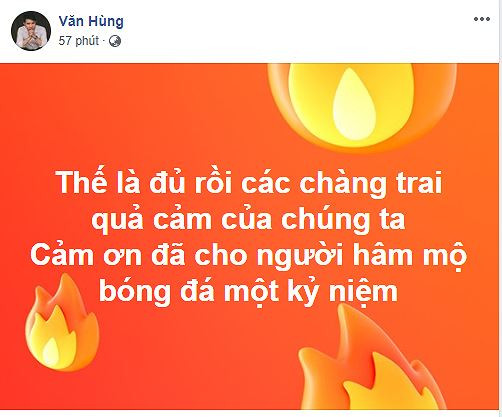 Ngay sau khi trận tứ kết Asian Cup 2019 kết thúc, dù thua trận nhưng trên facebook, những dòng trạng thái bày tỏ tình cảm với các cầu thủ đội tuyển Việt Nam liên tục được CĐM gửi đi.