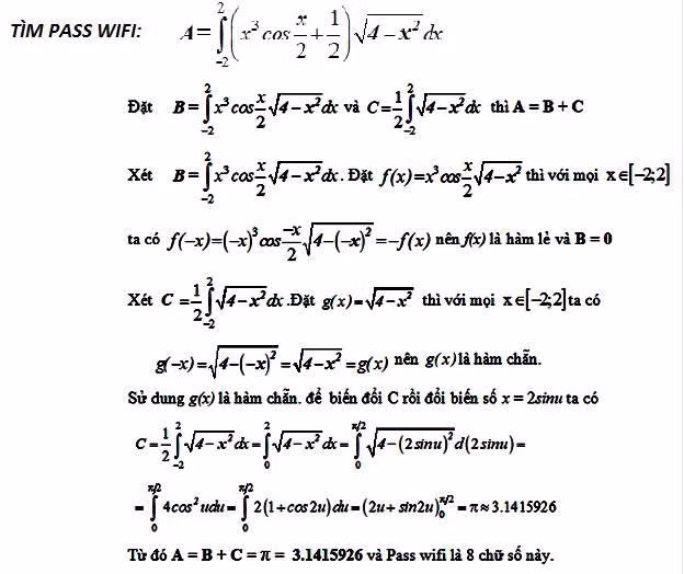 Bước vào quán cà phê, xin pass wifi mà chủ quán bắt giải bài toán tích phân này để lấy mật khẩu chắc hẳn nhiều người sẽ phải toát mồ hôi.