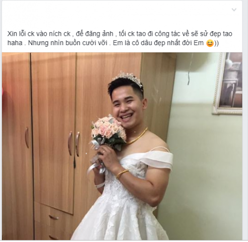 Trong các đám cưới, trang phục mà các chú rể thường xuyên mặc đó là áo vest, quần âu, giày tây. Nhưng mới đây, hội chị em trên MXH lại cho đăng tải những bức ảnh các ông chồng mặc váy cưới chụp ảnh khiến nhiều người cười vỡ bụng.