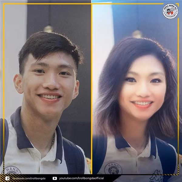 Những bức ảnh cầu thủ Việt Nam giả gái thu hút sự chú nhất đó là Văn Lâm, Đình Trọng, Quế Ngọc Hải...