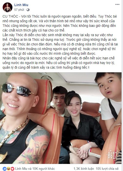 Cụ thể, trên trang cá nhân của mình, hot girl phản cảm Linh Miu đã đăng tải dòng trạng thái có nội dung bảo vệ cho bạn diễn của mình.