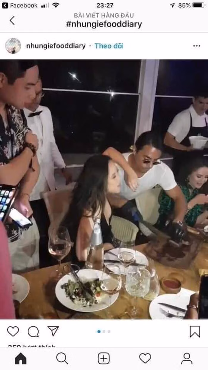 Trên trang cá nhân, Hồng Nhung thường xuyên khoe những bức hình ăn chơi và gặp những người nổi tiếng tại nước ngoài.