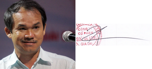 Chữ ký của bầu Đức có đặc điểm đường nét thanh mảnh, tự nhiên, không cong queo, run rẩy hoặc đứt đoạn. Sở hữu hơn 329 triệu cổ phiếu HAG, bầu Đức đang nắm trong tay 1.507 tỷ đồng.