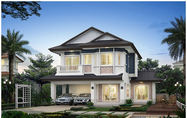 Điểm nhấn của căn nhà đặt hoàn toàn vào kiến trúc mái với màu sắc nổi trội nhất. Ảnh: Xaydungsgp