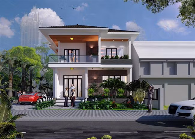 Công trình có sự kết hợp của mái chóp độc đáo tạo nên một tổng thể tinh gọn, hiện đại và sang trọng. Ảnh: Xaydungsgp.