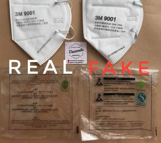 Túi nilon bọc bên ngoài khẩu trang 3M chuẩn sẽ có phần cảnh báo rõ ràng đi kèm với hình vẽ minh hoạ. Còn hàng fake thì hoàn toàn là chữ viết, không có hình vẽ minh hoạ. Ảnh: T.N.