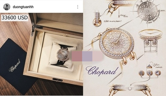 Tháng 8 vừa qua, Á hậu Dương Tú Anh vừa được chồng tặng một chiếc đồng hồ Chopard có giá khoảng 1,2 tỷ đồng. Ảnh: Vietnamnet.