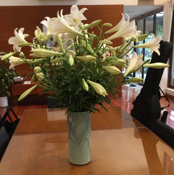 Căn phòng được Mỹ Linh tô điểm bằng các loại hoa tươi. Ảnh: FB Mỹ Linh