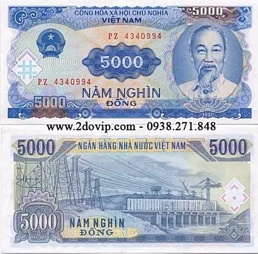 Trên tờ 5.000 đồng in hình ảnh Nhà máy thủy điện Trị An, xây dựng trên sông Đồng Nai. Công trình này có ý nghĩa lớn về kinh tế, là thủy điện đa mục tiêu, đảm bảo nước cho sinh hoạt, nông nghiệp và điều tiết lũ. Ảnh: Muabantien