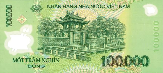 Văn Miếu - Quốc Tử Giám, trường Đại học đầu tiên tại Việt Nam được in trên tờ tiền 100.000 đồng. Ảnh: Internet