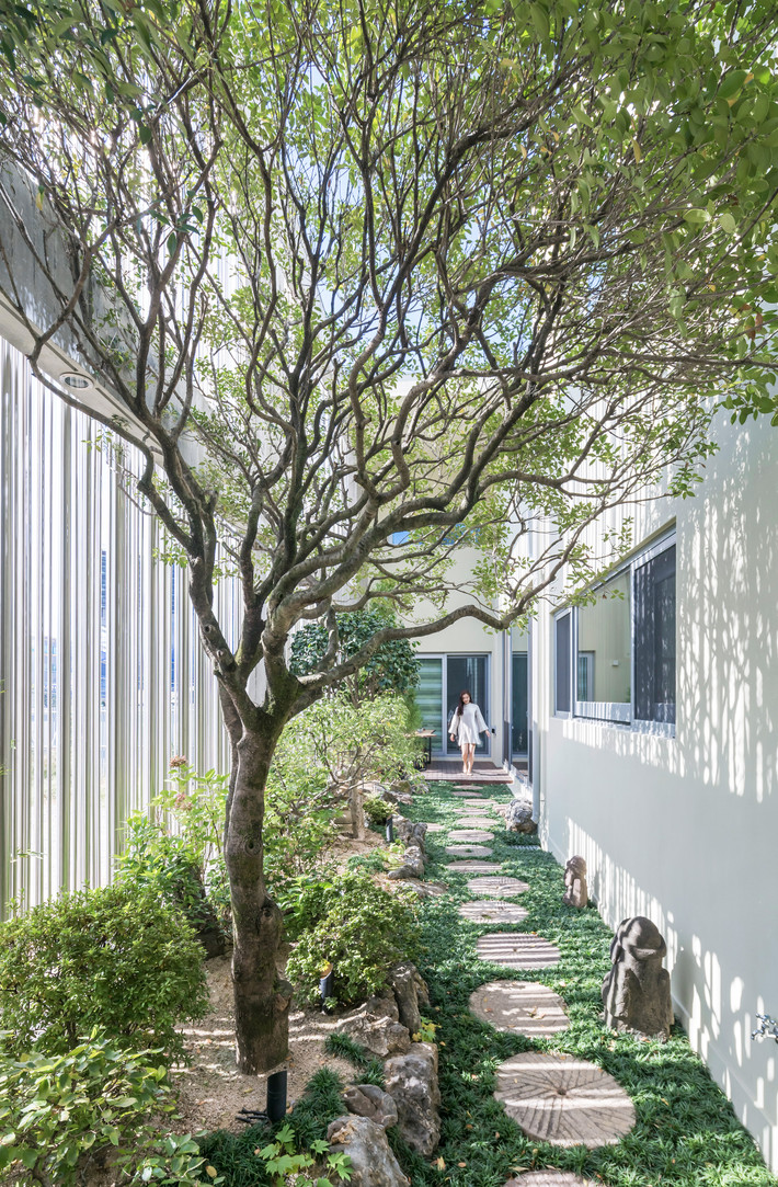 Cây xanh vừa đóng vai trò tạo cảnh quan vừa hạn chế ánh nắng cho nhà phố.