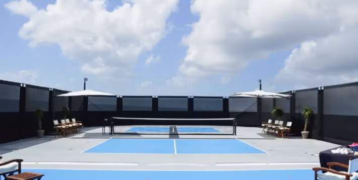 Bên cạnh đó, du thuyền còn có sân chơi cricket rộng rãi với gam màu xanh lam chủ đạo. Ảnh: Boatinternational